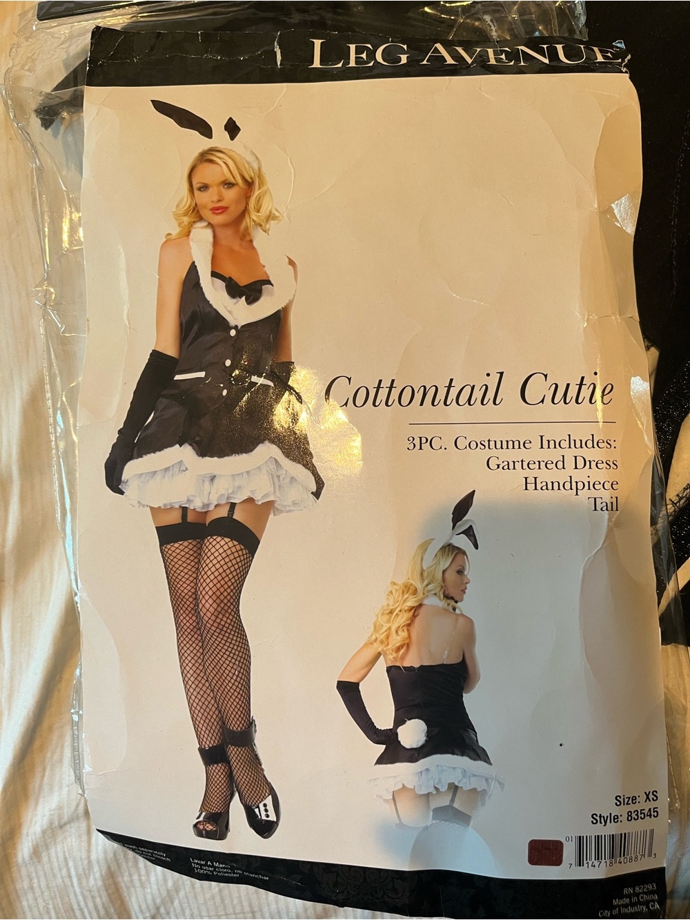 Leg Avenue Black & White Cottontail Cutie Gartered Halloween Costume Dress